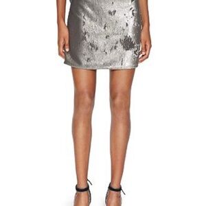 Halston Heritage Silver Sequin Mini Skirt